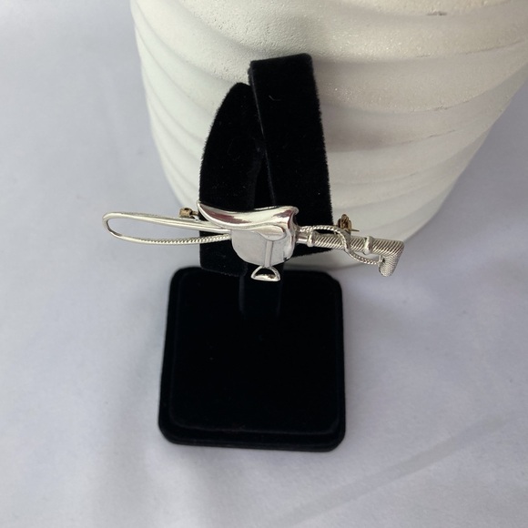 VINTAGE Sterling Silver Saddle Whip Brooch Pin - Picture 2 of 12